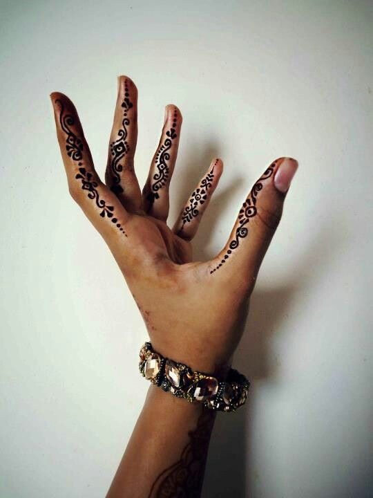Henna Side Finger Tattoos For Girls