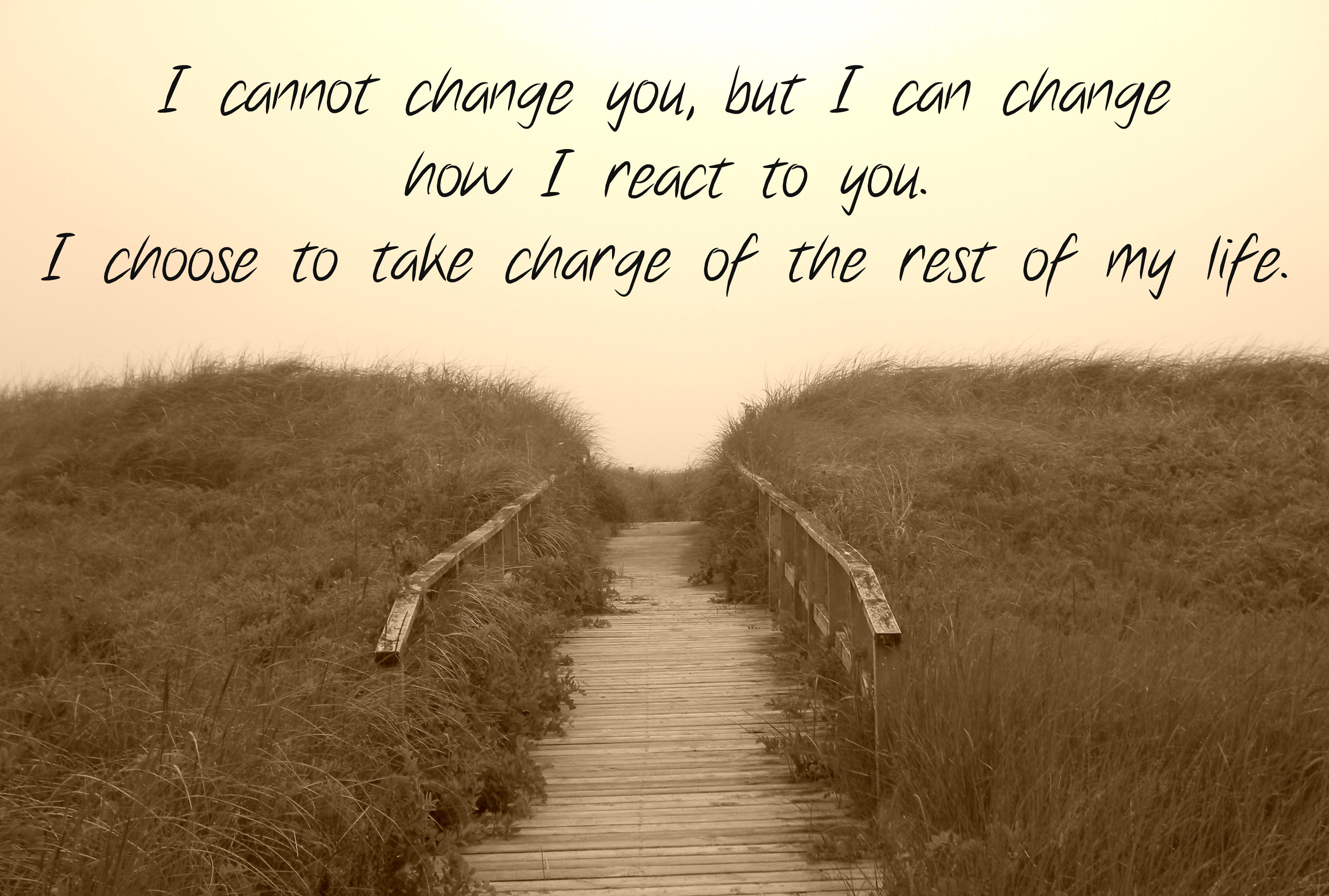 I Cannot Change You But I Can Change Now I React To You I Choose To Take Charge Of The Rest Of My Life