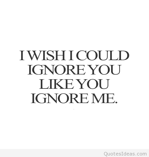 I Wish I Could Ignore You Like You Ignore Me