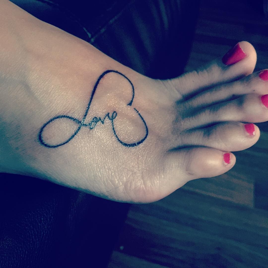 Impressive Love Infinity Tattoo On Right Foot