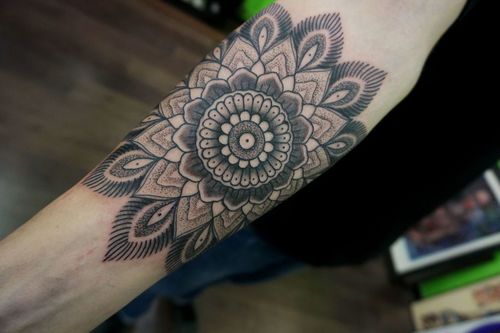 Impressive Mandala Flower Tattoo On Forearm