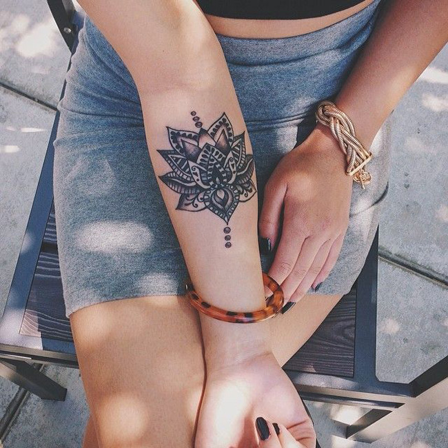 Impressive Mandala Lotus Tattoo On Forearm