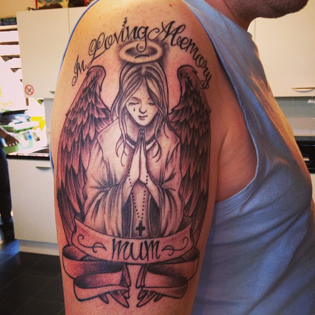 In Loving Memory Praying Angel Tattoo For Mom