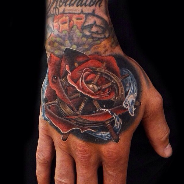 Incredible 3D Drowning Rose Tattoo For Men