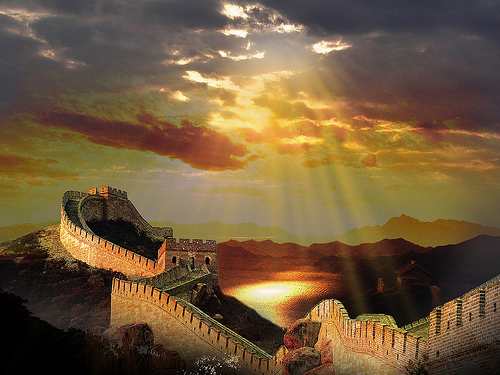 Incredible Sunset View Of The Great Wall Of China
