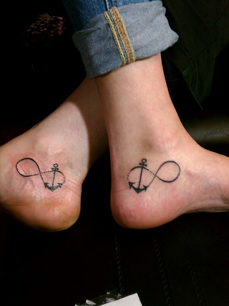Infinity Anchor Best Friends Tattoo On Feet