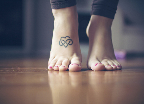 Infinity Heart Tattoo On Foot For Girls