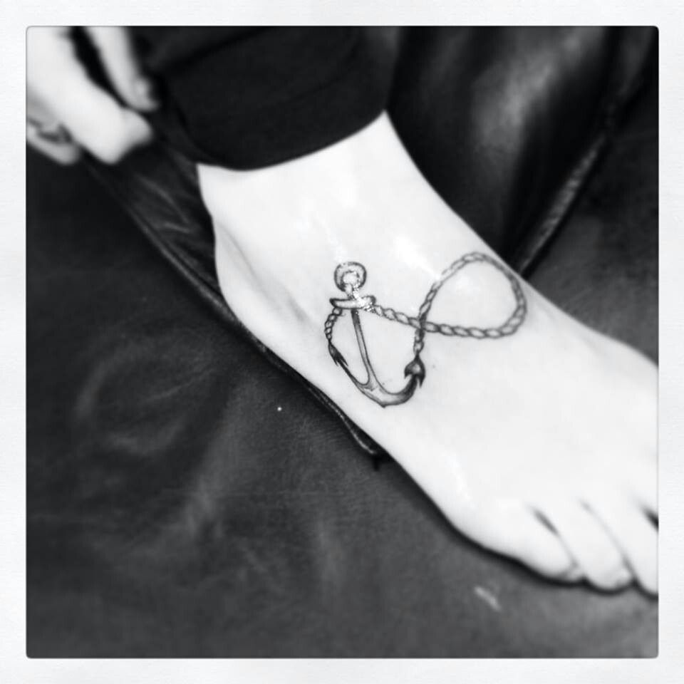 Infinity Rope Anchor Tattoo On Foot By Contretto