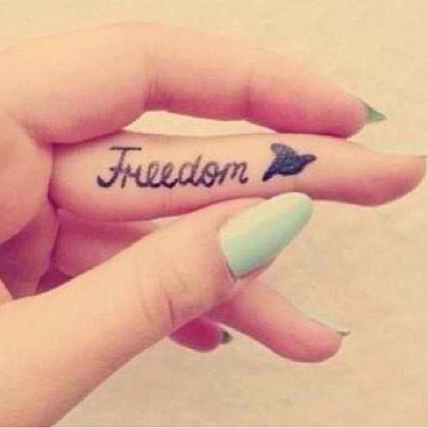 Inner Finger Freedom Bird Tattoo For Girls