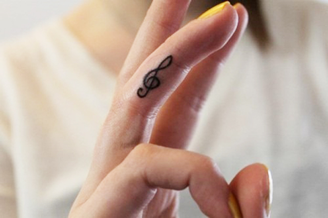 Inner Finger Music Tattoo For Girls