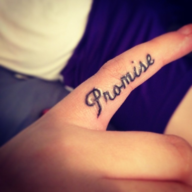 Inner Finger Promise Word Tattoo