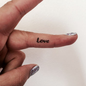 Inner Finger Temporary Love Word Tattoo For Girls