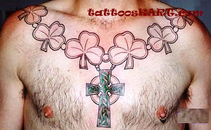 Irish Rosary Tattoo On Chest For Men