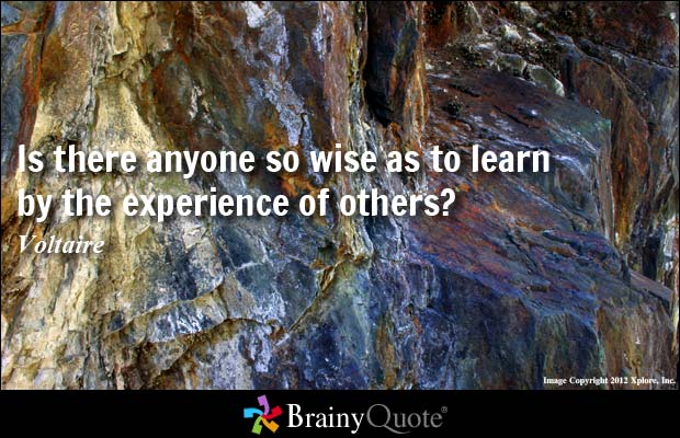 Is there anyone so wise as to learn by the experience of others1 Voltaire