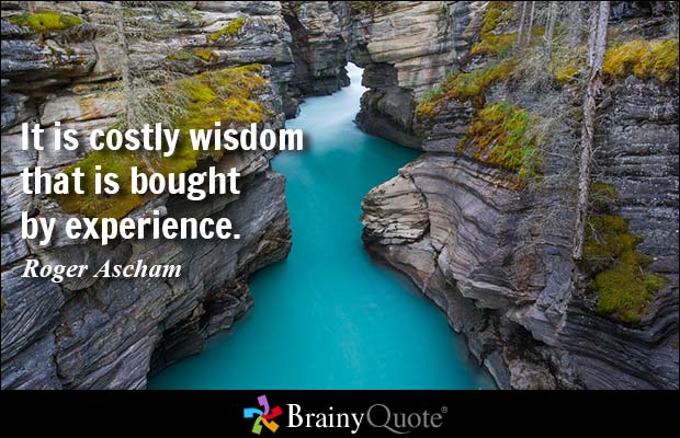 It is costly wisdom that is bought by experience. Roger Ascham