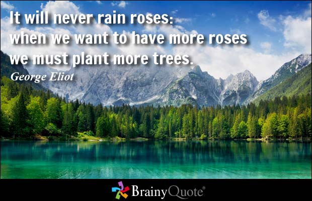 It will never rain roses, when we want to have more  roses we must plant more trees - George Eliot