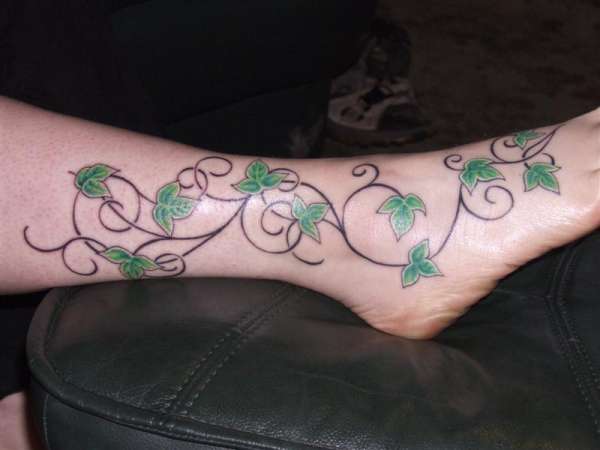 Ivy Leaves Vine Tattoo On Foot