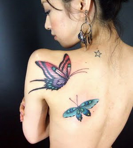 Japanese Butterflies Tattoo For Girls