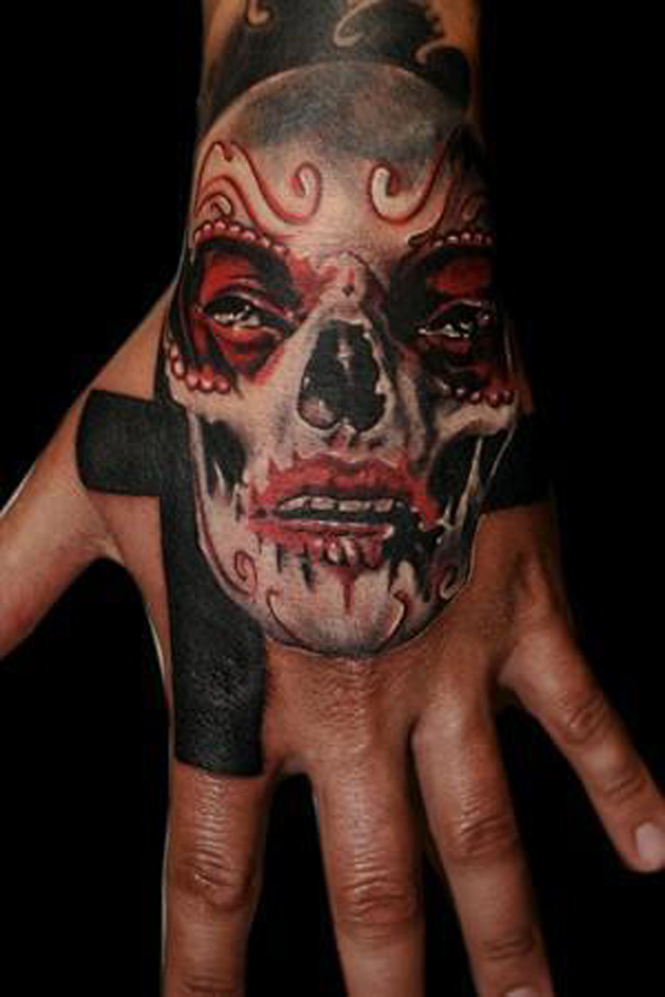 Joker Skull Tattoo On Hand For Men