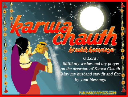 Karva Chauth Ki Shubhkamnayein Full Moon Animated Picture