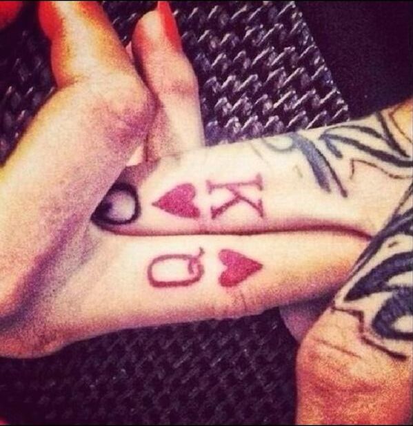 King And Queen Couple Tattoos On Finger