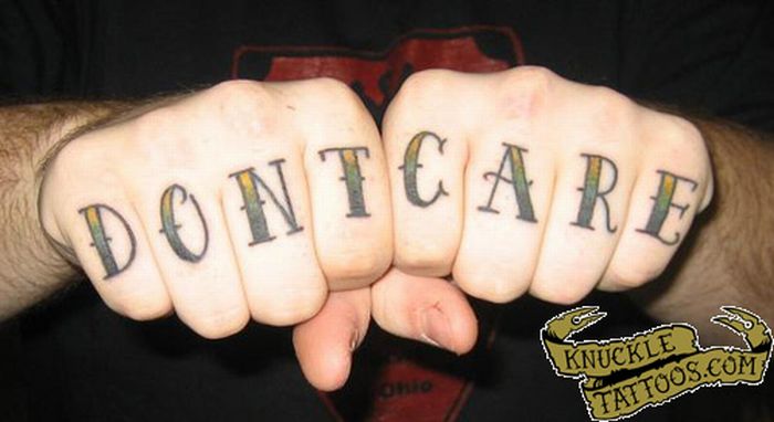 Knuckle Dont Care Tattoo For Men