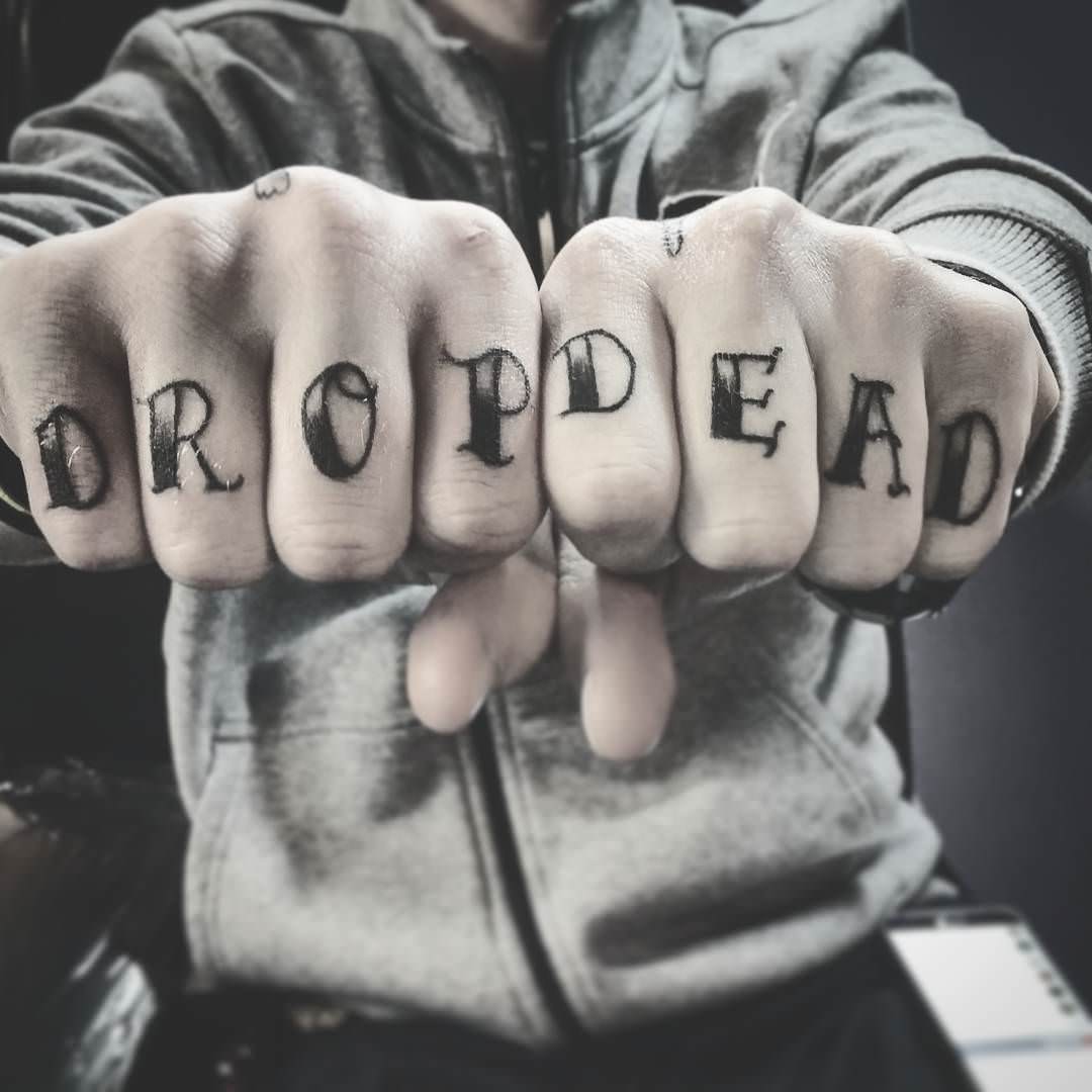 Knuckle Drop Dead Tattoo For Men