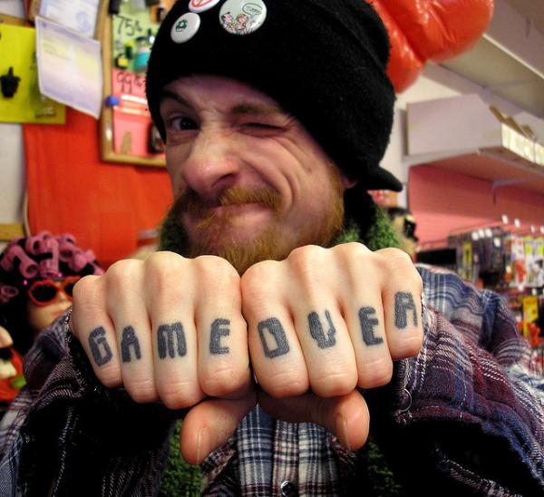 Knuckle Game Over Tattoo For Men