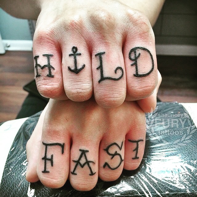 Knuckle Hold Fast Tattoo For Men