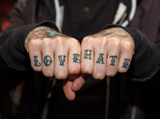 Knuckle Love And Hate Both Hands Tattoo Ideas