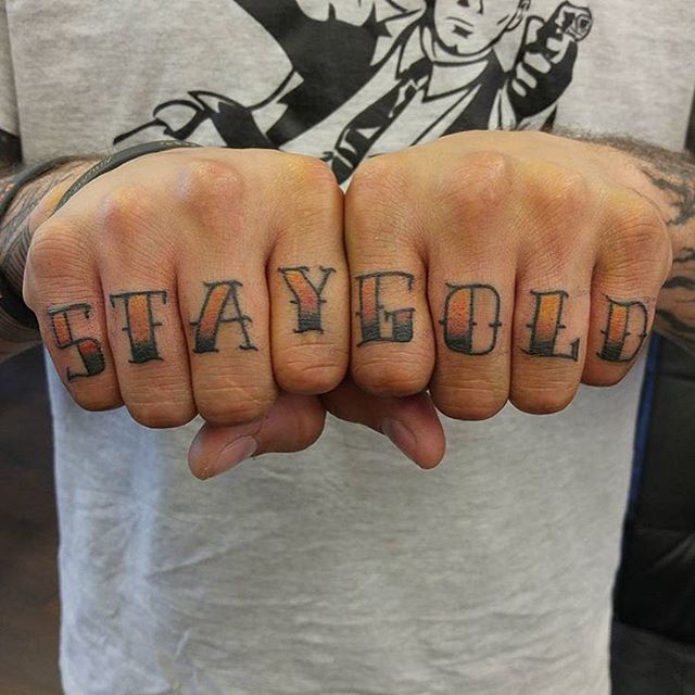 Knuckle Stay Gold Tattoo For Men