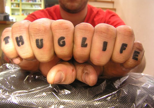 Knuckle Thug Life Tattoo For Men