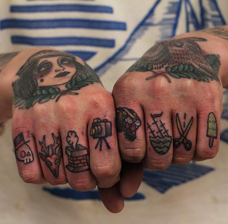 Knuckle Traditional Symbols Tattoo For Men