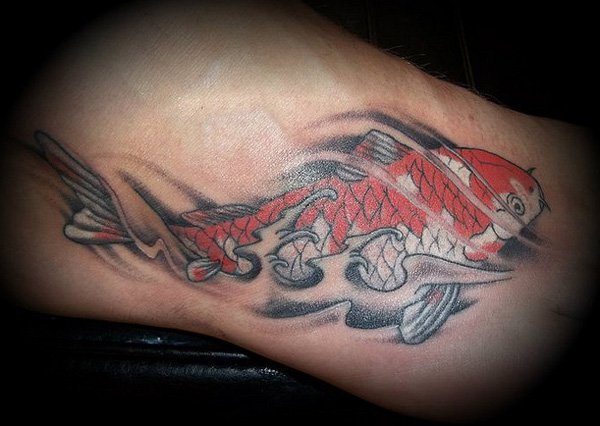 Koi Fish Tattoo On Foot
