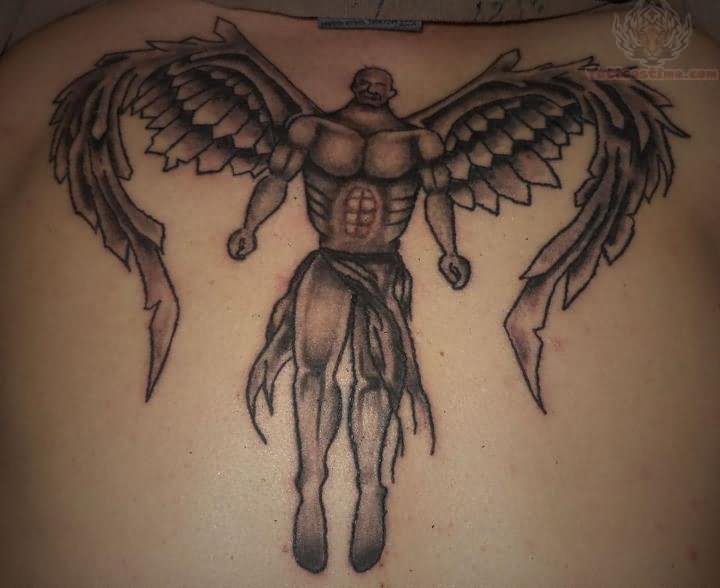 Large Winged Angel Tattoo On Back