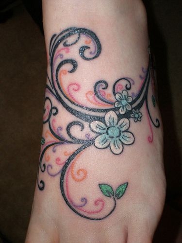 Left Foot Daisy Flower Tattoo