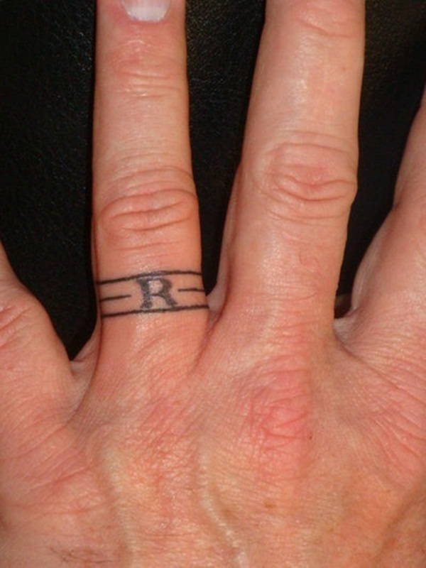 Letter Ring Tattoo On Finger For Men