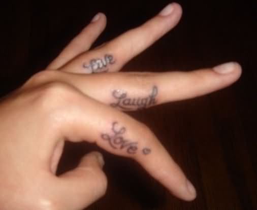 Live Laugh Love Word Fingers Tattoo