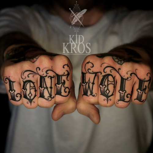 Lone Wolf Knuckle Tattoo By Kid Kros