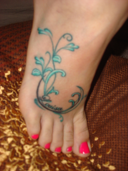Louisa Vine Plant Tattoo On Girl Foot