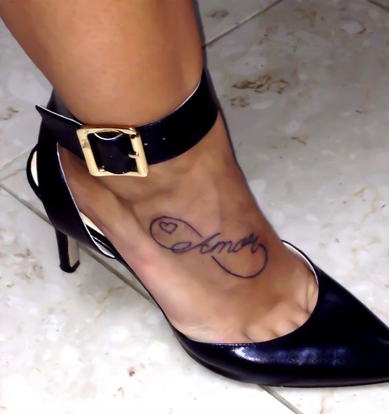 Love Name Infinity Tattoo On Foot