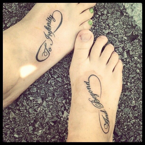Lovely Best Friends Infinity Tattoos On Foot