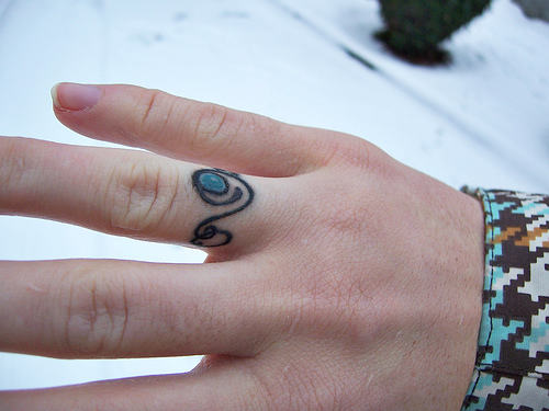 Lovely Finger Ring Tattoo For Girls