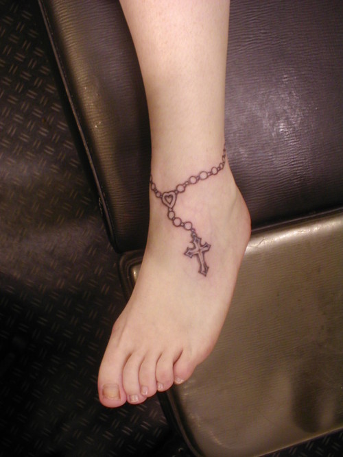 Lovely Foot Rosary Tattoo