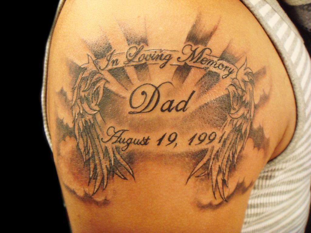 Lovely In Loving Memory Angel Tattoo For Dad