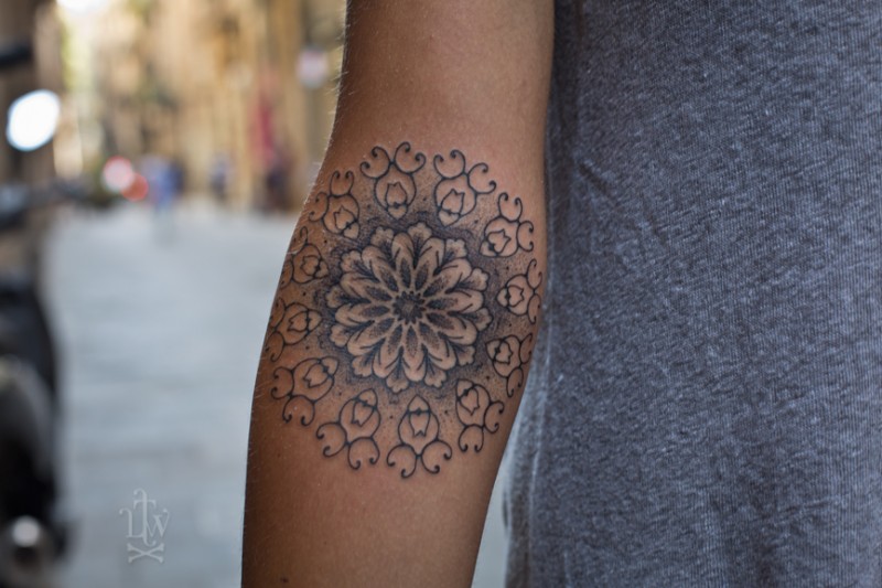 Lovely Mandala Forearm Tattoo For Women
