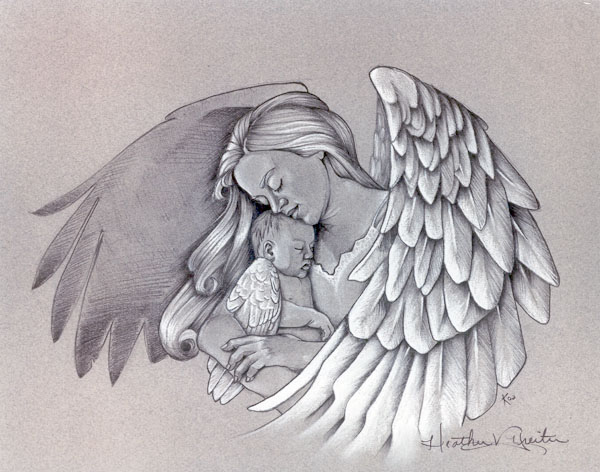 Lovely Mother Baby Angel Love Tattoo Design