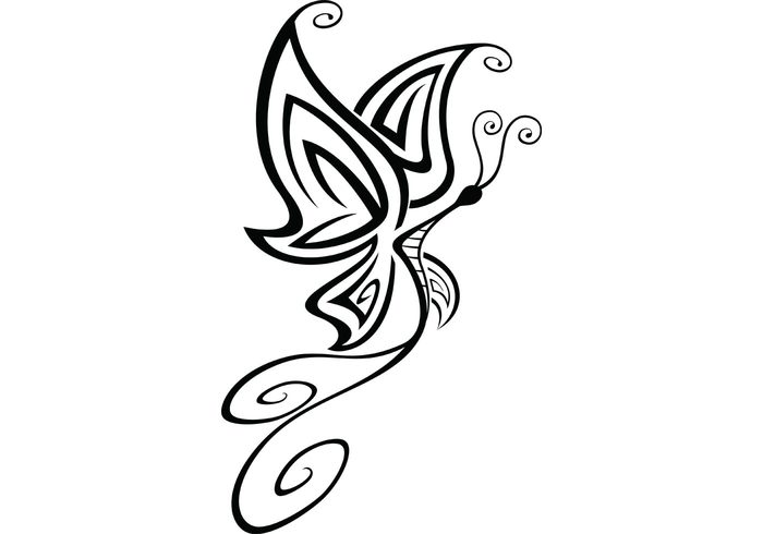Lovely Tribal Butterfly Tattoo Design