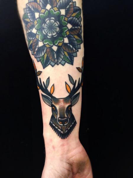 Mandala Deer Tattoo On Forearm