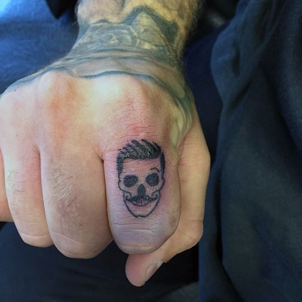 Manly Skull Finger Tattoo For Men